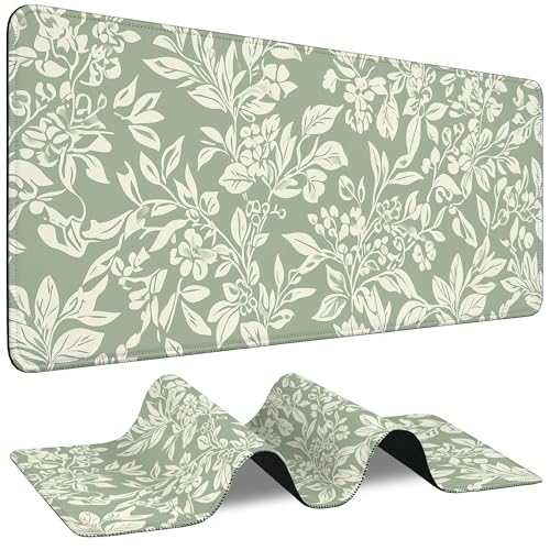 Mouse Pad for Gaming Vintage Sage Green Botanical Big Gaming Mousepad Large Extended Mouse Mat Non-Slip Rubber Base Desk Pad with Stitched Edges for Office Gamer Home 35.4"X 15.7" - color: Starry Night Black Cat