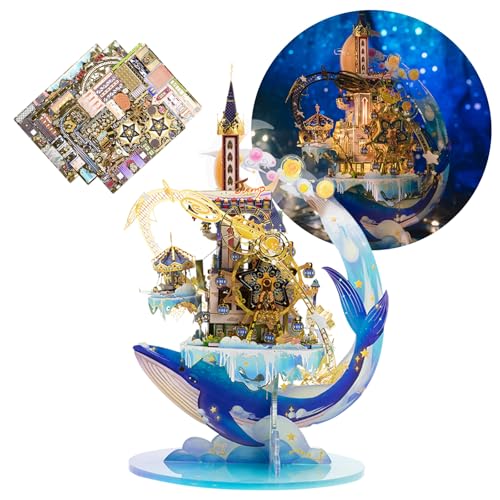 MU 3D Metal Puzzles for Adults Starlit Amusement Park, Metal Model Kits DIY Sets Funhouse Miniature Building Landscape Architecture Puzzles, Birthday New Year Gift Home Desk Decor - color: Starlit Amusement Park