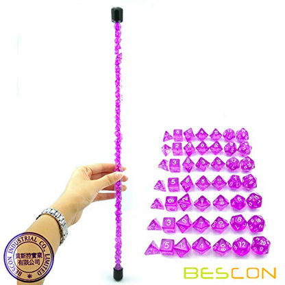 Bescon 49pcs Gem Purple Mini Polyhedral Dice Set in Long Tube, Gem Mini Role Playing Polyhedral Dice 7X7pcs, Long Stick Set - color: 7x7 49pcs Gem Purple Tube