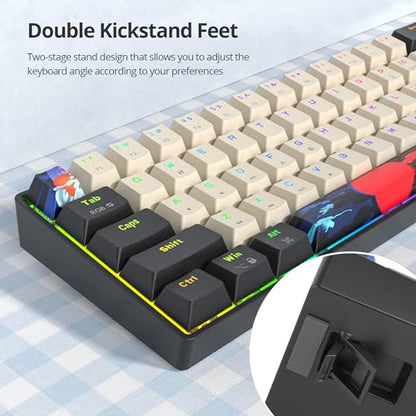 Orange Mechanical Gaming Keyboard 65 Percent, Red Switch RGB Keyboard 65%, 68 Keys Small Wired Key board, PBT Keycaps Anti-Ghosting Mini Keyboards for Business Trips, Game/Office (68 Carbon) - color: 68 Carbon/Red Switch