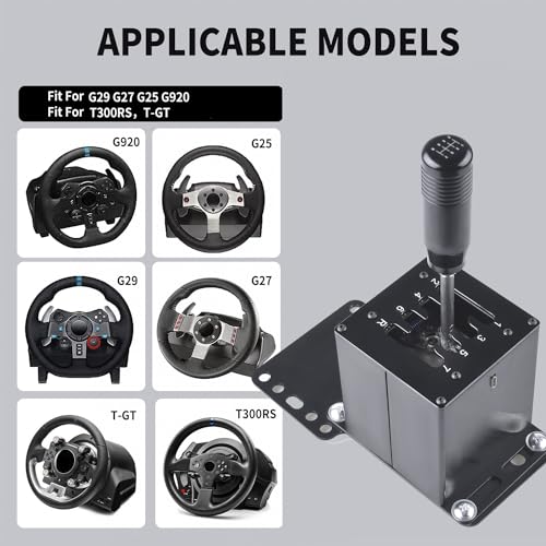 CNRAQR PC USB Simulator Shifter 7+R H Gear Shifter with Desk/Chair Mount Bracket Plate for Gear shift PC Windows Steering Compatible with LO GITECH G29/G27/G25/G920, T300RS/GT Wheel - color: 7R+Plate