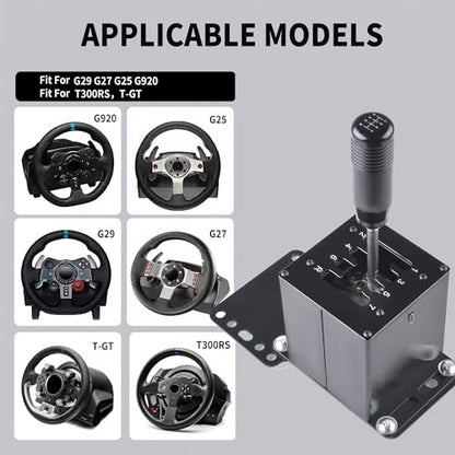 CNRAQR PC USB Simulator Shifter 7+R H Gear Shifter with Desk/Chair Mount Bracket Plate for Gear shift PC Windows Steering Compatible with LO GITECH G29/G27/G25/G920, T300RS/GT Wheel - color: 7R+Plate