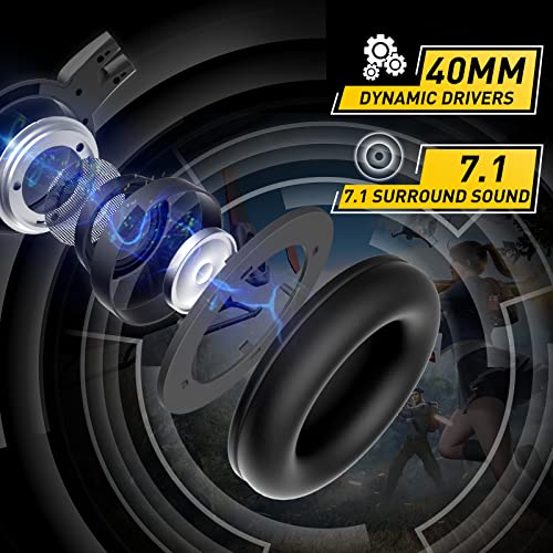 SOMIC G951black Gaming Headset for PC, PS4, Laptop: 7.1 Virtual Surround Sound Detachable Cat Ear Headphones LED, USB, Lightweight Self-Adjusting Over Ear Headphones Black - color: Black