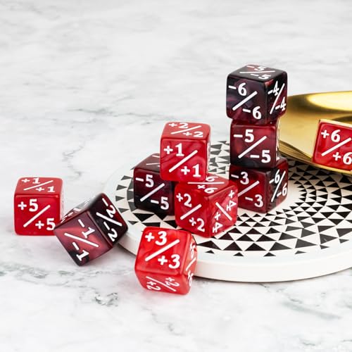 48 Pieces Magic Counter Dice Plus 1 MTG Counters Dice Set Marble Life Buff Tokens D6 Dice Compatible with Magic The Gathering, TCG, Card Gaming Accessories, Red - color: Red