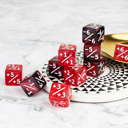 48 Pieces Magic Counter Dice Plus 1 MTG Counters Dice Set Marble Life Buff Tokens D6 Dice Compatible with Magic The Gathering, TCG, Card Gaming Accessories, Red - color: Red