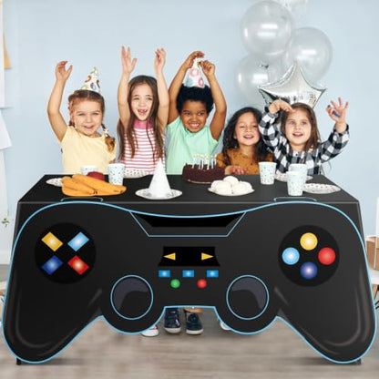 6 Ft Video Game Tablecloth Birthday Party Decoration Game Controller Shaped Table Cover Washable Polyester Party Supplies Game pad Table Covers Protector for Gamer Player Birthday Parties Decoration - style: Video Game