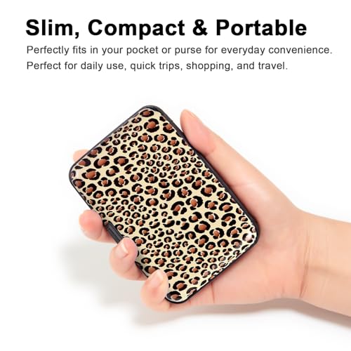 Credit Card Holder Small RFID Blocking Wallet Business Metal Slim Mini Aluminum Hard Case for Women Men - color: Leopard
