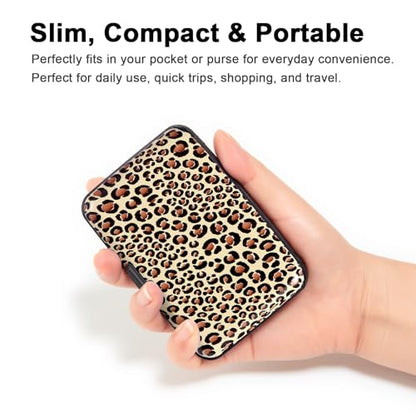 Credit Card Holder Small RFID Blocking Wallet Business Metal Slim Mini Aluminum Hard Case for Women Men - color: Leopard