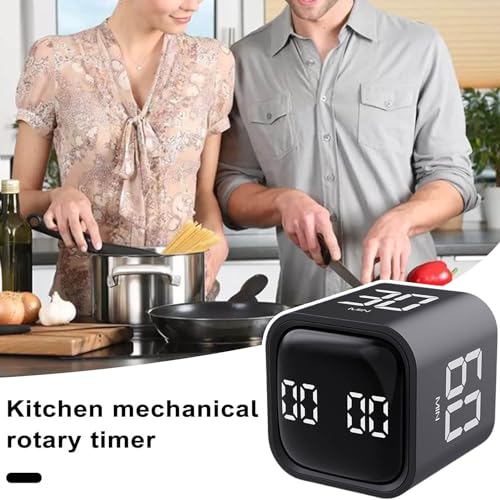 Productivity Cube Timer, Time Management, Gravity Sensor Flipping LED Display 4 Preset Time Dual Modes Time Management Countdown Cooking Student Study Mini Digital Timer White - color: White