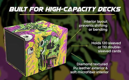 (Melting Skulls) 100% Hand-Drawn TCG/MTG 100+ Card Vault Deck Box - style: Melting Skulls