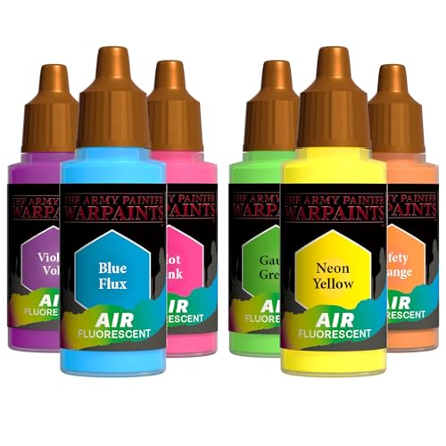 The Army Painter, Air Triads Fluorescents, 6 x 18 ml | Pronti per aerografo. Colori acrilici fluorescenti pre-diluiti, per miniature D&D e Warhammer - color: Fluorescents