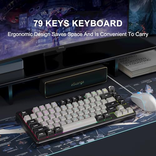 MageGee Mini 60% Gaming Keyboard, RGB Backlit 75 Key Ultra-Compact Keyboard, TS75 Ergonomic Waterproof Mechanical Feeling Office Computer Keyboards for PC, MAC, PS4, Xbox ONE Gamer - color: Black Gray RGB