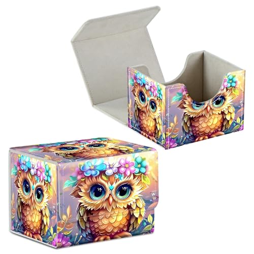Card Deck Box for Trading Cards Commander Deck Box Card Storage Box with Strong Magnet Magic Premium Gathering Deck Box Cover for TCG CCG Magic Cards,Owl Flowers - color: Owl Flowers, size: A Card Case