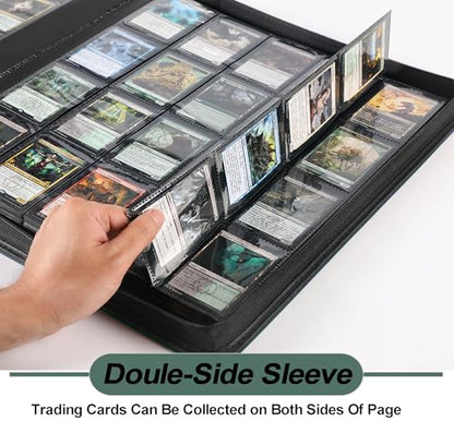 Premium 2000 Pocket Card Binder - 20 Pocket Trading Card Binder with Sleeves Fits 2000 Cards, Ringless Card Album for TCG - Model A，Blackish Green - color: 20P - Blackish Green