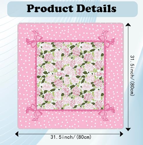 Coquette Pink Hydrangea Mahjong Mat 31.5" x 31.5",Pink and Green Floral Non-Slip Noise Reduction Mahjong Table Cover Accessories and Supplies for Dominoes Poker Card Board and Tile Games Gifts - color: Coquette Pink Hydrangea