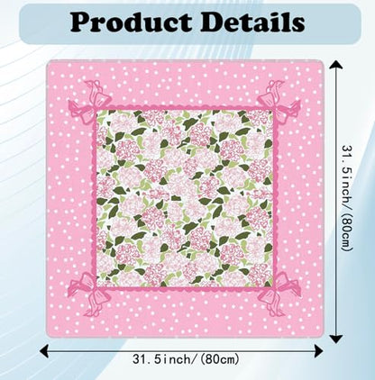 Coquette Pink Hydrangea Mahjong Mat 31.5" x 31.5",Pink and Green Floral Non-Slip Noise Reduction Mahjong Table Cover Accessories and Supplies for Dominoes Poker Card Board and Tile Games Gifts - color: Coquette Pink Hydrangea