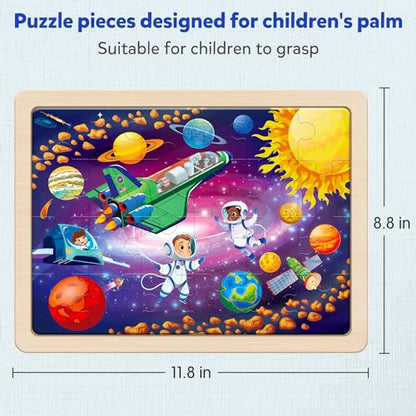 SYNARRY Large Space Planets Solar System Wooden Puzzles for Kids Gift Box(12.2 * 9.4 in), Puzzles for Toddlers 3-5, Puzzles for Kids Ages 4-6, Wood Toys Gifts for 3 4 5 Year Old Boy Girl