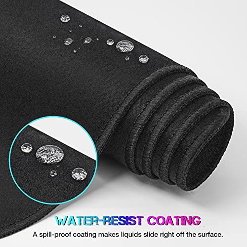 ETZ Extended Gaming Mouse Pad, 31.5 x 11.8 inch Large Black Desk Mat | Stitched Edges, Non-Slip Natural Rubber Base, Washable Surface, Keyboard Support, Home Office Accessory, Durable, 3mm Thick - color: Black