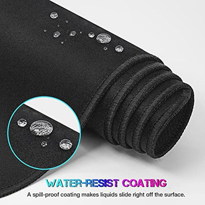 ETZ Extended Gaming Mouse Pad, 31.5 x 11.8 inch Large Black Desk Mat | Stitched Edges, Non-Slip Natural Rubber Base, Washable Surface, Keyboard Support, Home Office Accessory, Durable, 3mm Thick - color: Black