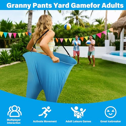 24Pcs Granny Pants Yard Game Funny Field Day Outdoor Games for Adults Kids and Family Gaint Pant Set for Brithday Party Tossing Games Activities for Groups - size: 2 Large
