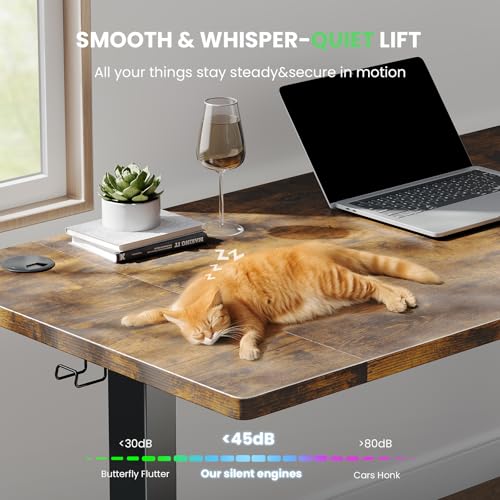 SIAGO Electric Standing Desk Adjustable - 63 x 24 Inch Sit Stand up Desk with Cable Management - 3 Memory Preset Adjustable Height Table | Smooth Height Adjustment, 200lbs Stability, 3 Memory Presets, Cable Management, Pre-Labeled Easy Assembly - color: R