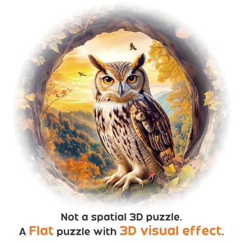 1000 Piece Puzzles for Adults, 26.6 * 26.6in Mountain Owl Puzzle | 1000 Pieces Flat Puzzles with 3D Visual Effect When Completed, Adult Puzzle Games - color: Mountain Owl