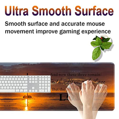 Large Gaming Mouse Pad, Keyboard Wrist Rest + Mouse Wrist Pad + Coaster Combination Set, Memory Sponge Non-Slip Base. Suitable for Office and Home, Christian Cross - color: Fok-fo1-mouse -019