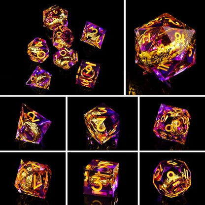 Ring DND Dice Set, 7 Pcs Magic Lord Ring DND Dice Resin Sharp Edge D&D Dice for Dungeons and Dragons RPG Role Playing Games