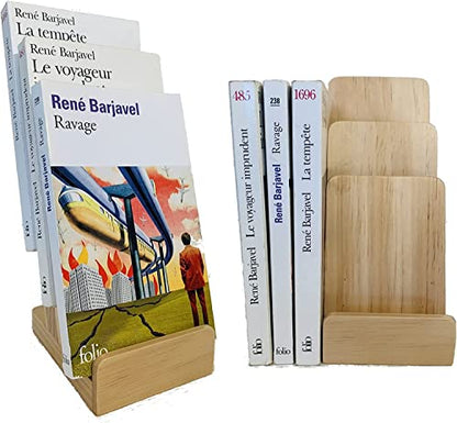 Elegant 3-Tier Pine Wood Literature Holder, Trifold Brochure Holder, Flyer Holder, Postcard Display and Countertop Wooden Display Stand [Pack of 2] - style: Pine 2-Pack