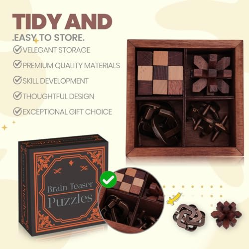 Brain Teaser Puzzles for Adults Teens - Brain Teaser Puzzles with Wooden Box 3D Puzzle Game Toys for Adults Teens - Unlock Interlocking Brain Teaser Puzzle Adults Teens IQ Education Smart Toys - color: Style D
