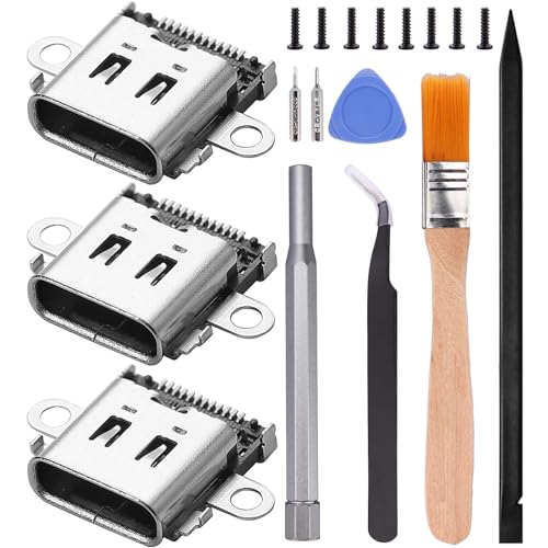 3-Pack USB C Port Replacement for Nintendo Switch, Type C Charging Port Charge Socket Dock Connector for NS Console with Tools - size: 3 - Pack