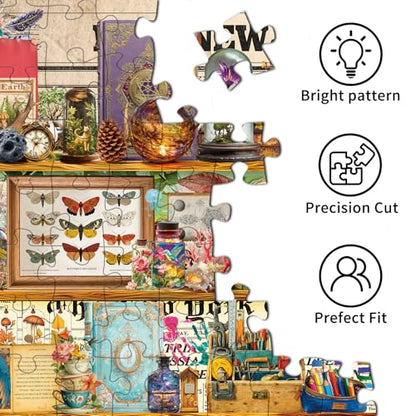 1000 Piece Puzzles for Adults,Fantasy Bookshelf Jigsaw Puzzle 1000 Pieces for Adults Seniors,Challenging Family Games Holiday Party Gifts -1:1 Poster Interlock Perfectly Letter on Back - color: Fantasy Bookshelf