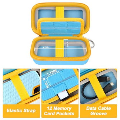 Comecase Dual SSD Case for SanDisk Extreme Portable SSD and Extreme PRO | Holds 2 Drives & 12 SD Cards, Elastic Strap Fit 500GB/1TB/2TB/4TB/8TB, Cable Groove & Carabiner for Travel,Sky Blue,Box Only - color: Sky Blue