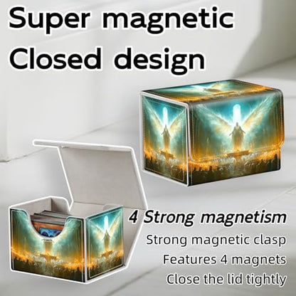 Trading Card Storage Box, Holds 100+ for MTG Cards, PU Leather with Magnetic Closure, Angel in Temple Fantasy Painting Durable Deck Box for Magic the Gathering, Trading Card Games - color: Angel in Temple Fantasy Painting
