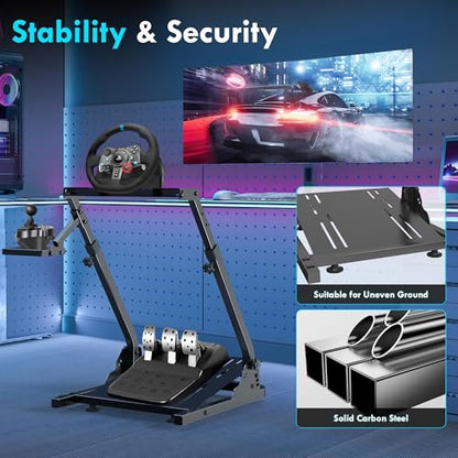 Slendor Racing Wheel Stand for Logitech G29/G920/G25/G27 | Adjustable Height (22-26") & Angle Wheel Stand. Foldable for Space-saving. Steel frame, Anti-slip Rubber Feet