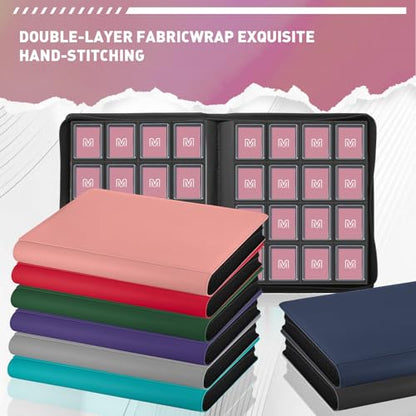 16 Pocket Toploader Binder,Holds 640 TopLoaders (16 Pink) | Top Loader Binder for 3" x 4"Rigid Cards,Sleeves Card Collection Binder,20 Double Sided Pages with Trading & Sports Holder - color: 16Pink