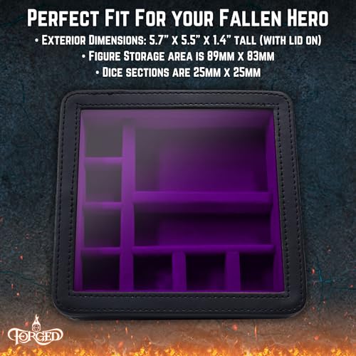 Forged Dice Co. RPG Character Shrine Display Case for Dice and DND Miniatures - Includes Travel Dice Tray and Display Lid - Compatible with Dungeons and Dragons Dice and Miniatures - Purple - color: Purple