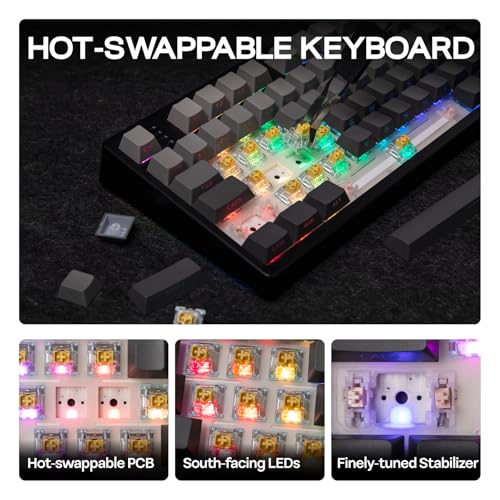 EPOMAKER TH108 Full Size Mechanical Keyboard, Wireless Gaming Keyboard with 8000mAh Battery, Creamy Gasket, 108 Keys, Hot Swap, Custom Driver, RGB Backlight (Black, Sea Salt Silent) - color: Black, size: Sea Salt Silent