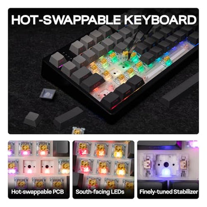 EPOMAKER TH108 Full Size Mechanical Keyboard, Wireless Gaming Keyboard with 8000mAh Battery, Creamy Gasket, 108 Keys, Hot Swap, Custom Driver, RGB Backlight (Black, Sea Salt Silent) - color: Black, size: Sea Salt Silent