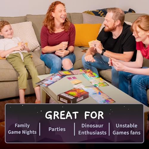 Unstable Games Happy Little Dinosaurs Board Game - Funny Card Game for Adults and Kids - Family Board Games for 2-4 Players, Ages 8 and Up, From the Creators of Unstable Unicorns and Here to Slay - style: Base Game