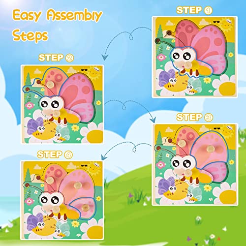 Chunky Wooden Puzzles for Toddlers 1-3: 4 PCS Animals Peg Puzzles Toys | 10 Reinforced Design Tested to 1,000+ Assembly Cycles - Big Pieces for Little Hands - Gift for 1-3 Year Olds Girl Boy - style: Style B