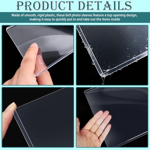 Vmiapxo 20 Pack 6" x 9" Hard Plastic Card Sleeves, Waterproof Rigid Protectors Clear Double Sided Display Sheet Holders for Postcard Prints Photos - size: 6" x 9"