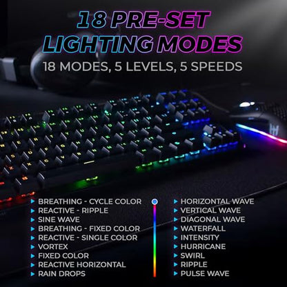 TECWARE Phantom 87 Key RGB Mechanical Gaming Keyboard | Outemu Blue Switch | 16.8M Color LED Lighting | 18 Pre-Set | Low Latency | N-Key Rollover | Software Customizable Keys | Wired USB Connection - color: Blue Switch