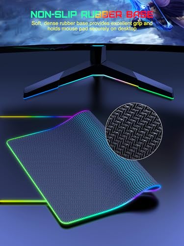 TopMade Wireless Charging RGB Mouse Pad, Waterproof Gaming Desk Pad with 4 Light Modes & 11 RGB Colors, Ultra-Smooth Surface, Non-Slip Base, 31.5"x15.75" XXL Large Desk Mat for MacBook, PC, Laptop - color: Rgb - Black