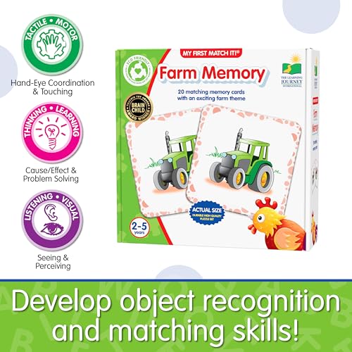 The Learning Journey My First Memory Game - Farm Memory - 20 Card Matching Memory Game - Educational Toddler Gifts for Boys & Girls Ages 2 and Up - Award Winning Learning Toy, Multi - style: Farm