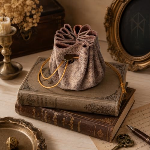 Leather Dice Tray with Metatron Printed, 2-in-1 Collapsible Dice Rolling Tray & Drawstring Pouch, Portable Dice Bag for Tabletop Games, Rune Crystal Holder & Jewelry Storage - color: Pcd05y