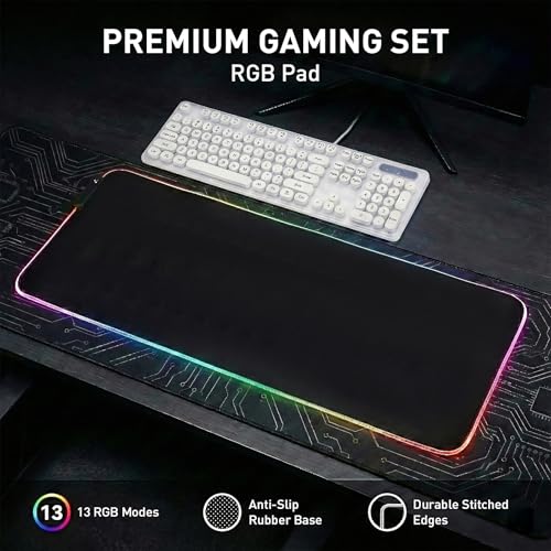 Large RGB Gaming Mouse pad | Extended LED Desk Pad with 13 Lighting Modes, Waterproof, Non-slip, 31.5 inch x 11.8 inch - size: 31.5L x 11.8W inches