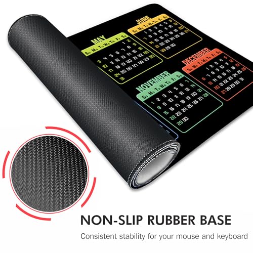 Galdas Gaming Mouse Pad XXL XL Large Long Extended Big Mousepad Non-Slip Rubber Keyboard Mouse Pad with Stitched Edges for Laptop Home Office (2026 Calendar, 31.5 * 11.8) - color: 2026 Calendar