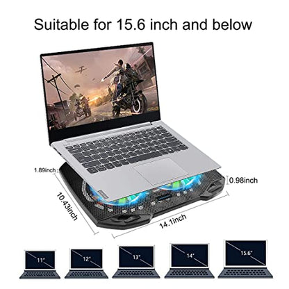 LIANGSTAR Laptop Cooling Pad, Gaming Laptop Cooler with 2 Quiet Big Fans, RGB 7 Color Light Change, Portable USB Laptop Stand 11 to 15.6 Inch, Slim and Easy Carry Working Study Outdoor Travel