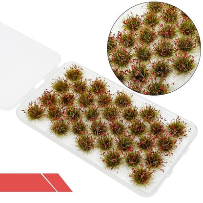 Cayway Miniature Grass Cluster, Static Tuft Model Vegetation Groups for DIY Train Landscape Railroad Scenery, Flower (Green and Red) - color: Green and Red